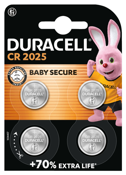 Duracell knapcellebatteri CR2025 4-pk.